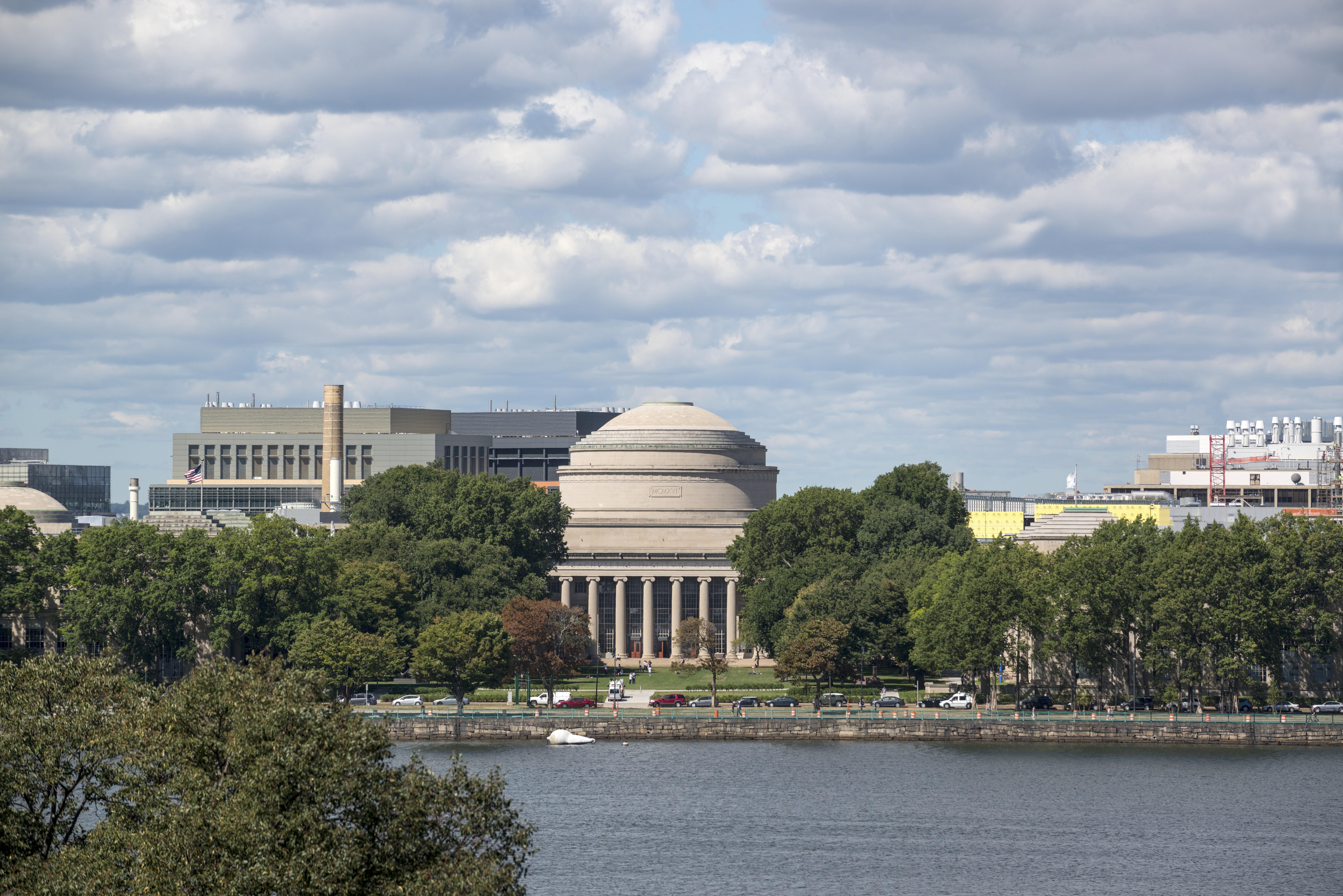 The MIT dome with the Charles River seen running in front of it.