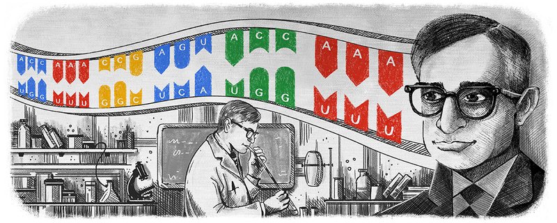 Google Doodle Header featuring MIT Faculty Har Gobind Khorana