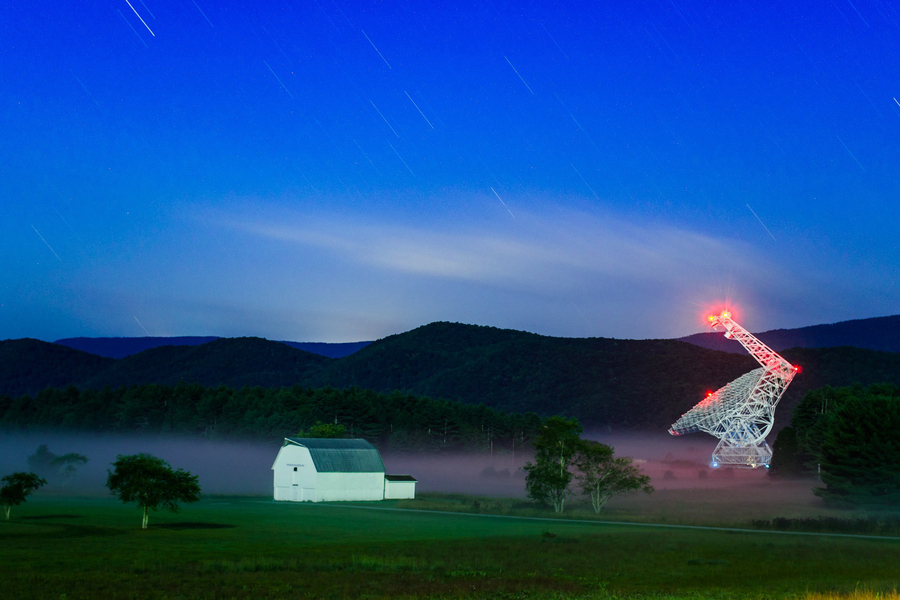 An image of a farm and satellites.