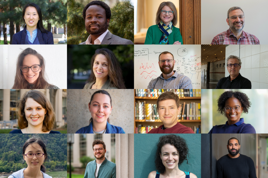 Four rows of headshots of new faculty members.