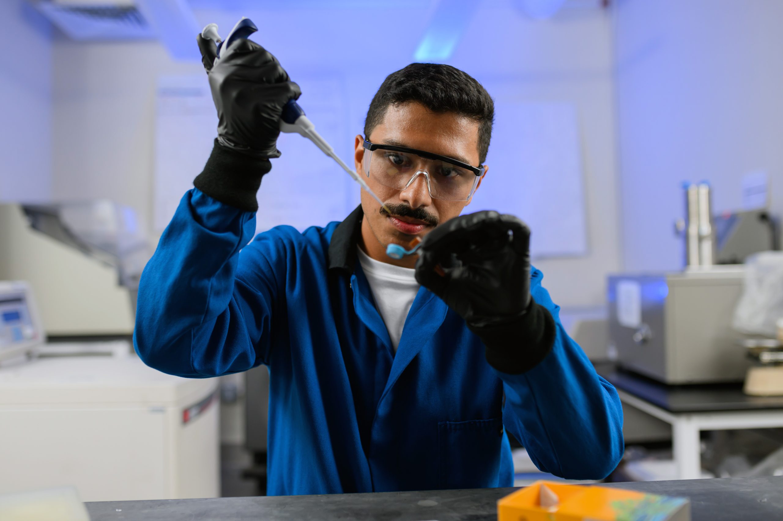 Oscar Molina works in a laboratory.