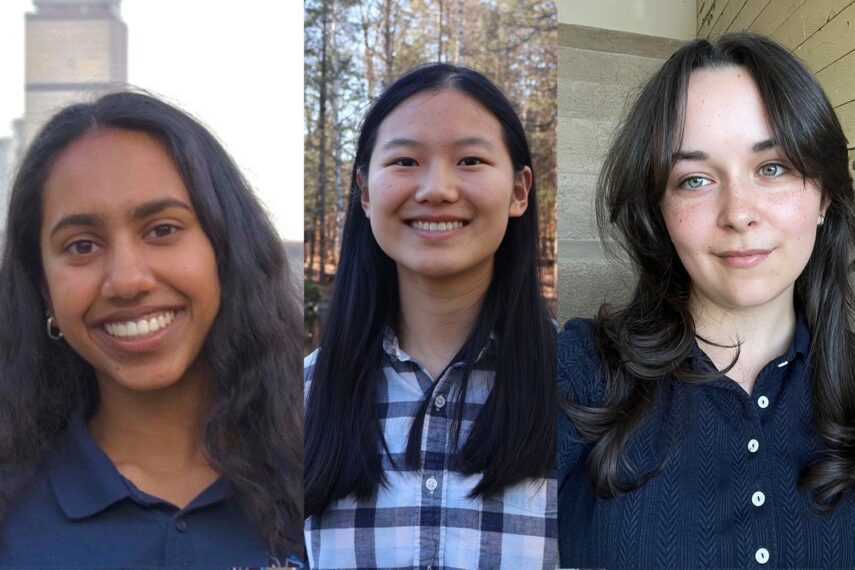 (From left to right:) Deeksha Kumaresh, Anna Liu, and Charlotte Myers